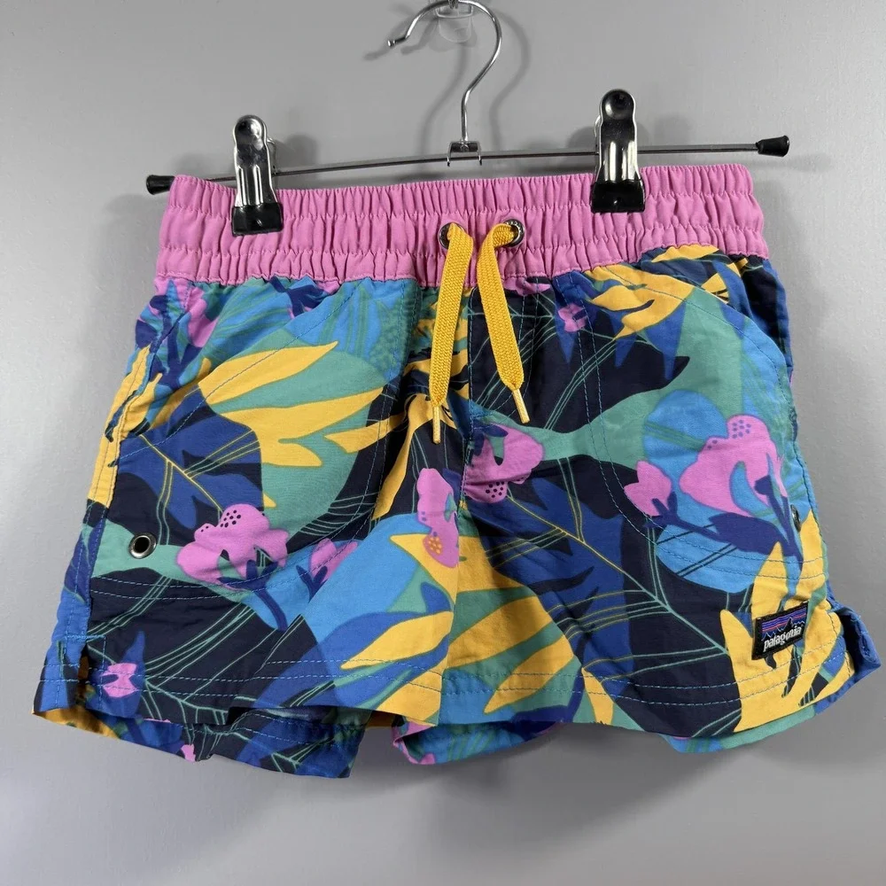 Patagonia Swim Shorts Kids Small Multicolor Floral Print Elastic Waist Lot Of 3